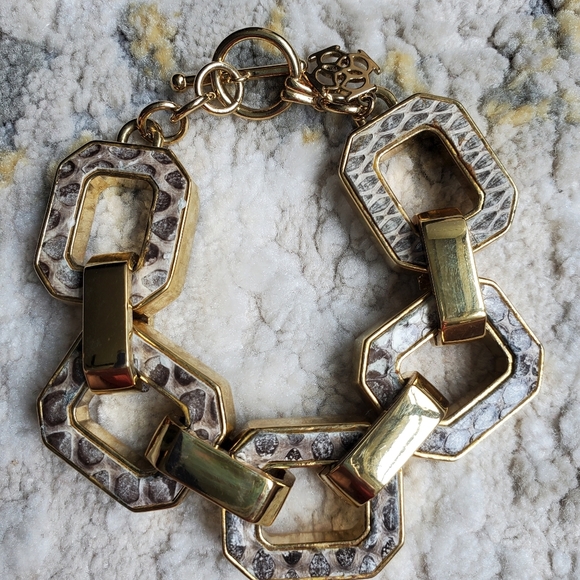 Ann Taylor Gold Tone Snake Embossed Bracelet - Picture 2 of 9